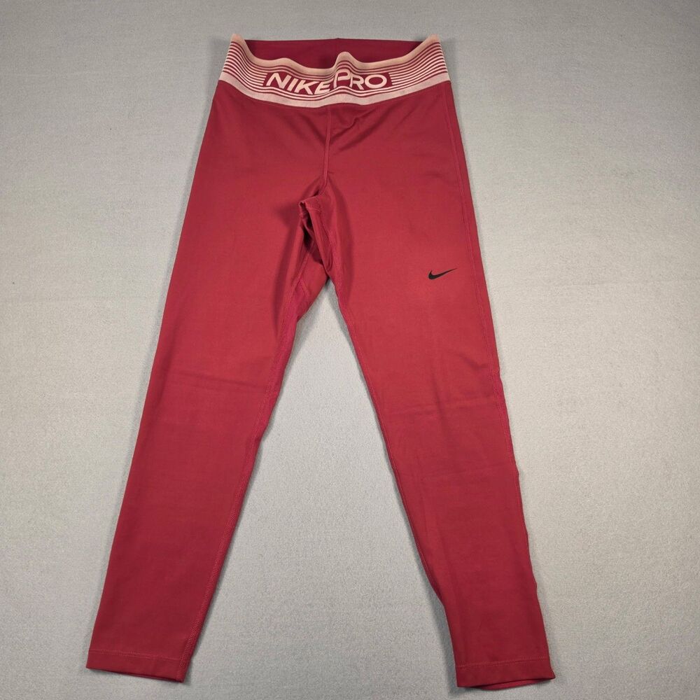 Nike Pro Leggings Women’s Size M Red Workout Training Yoga Pants Pre-Owned